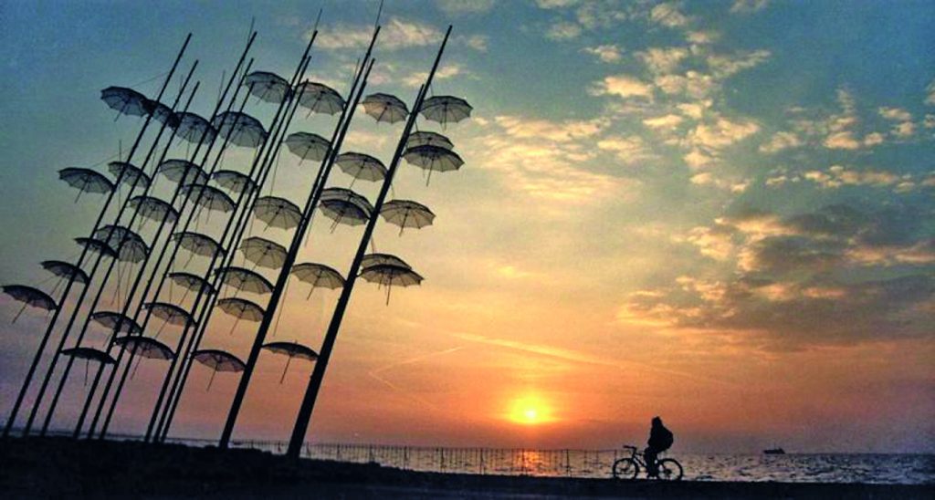 ''Umbrellas'' (1997) the sculpture by Giorgos Zongolopoulos